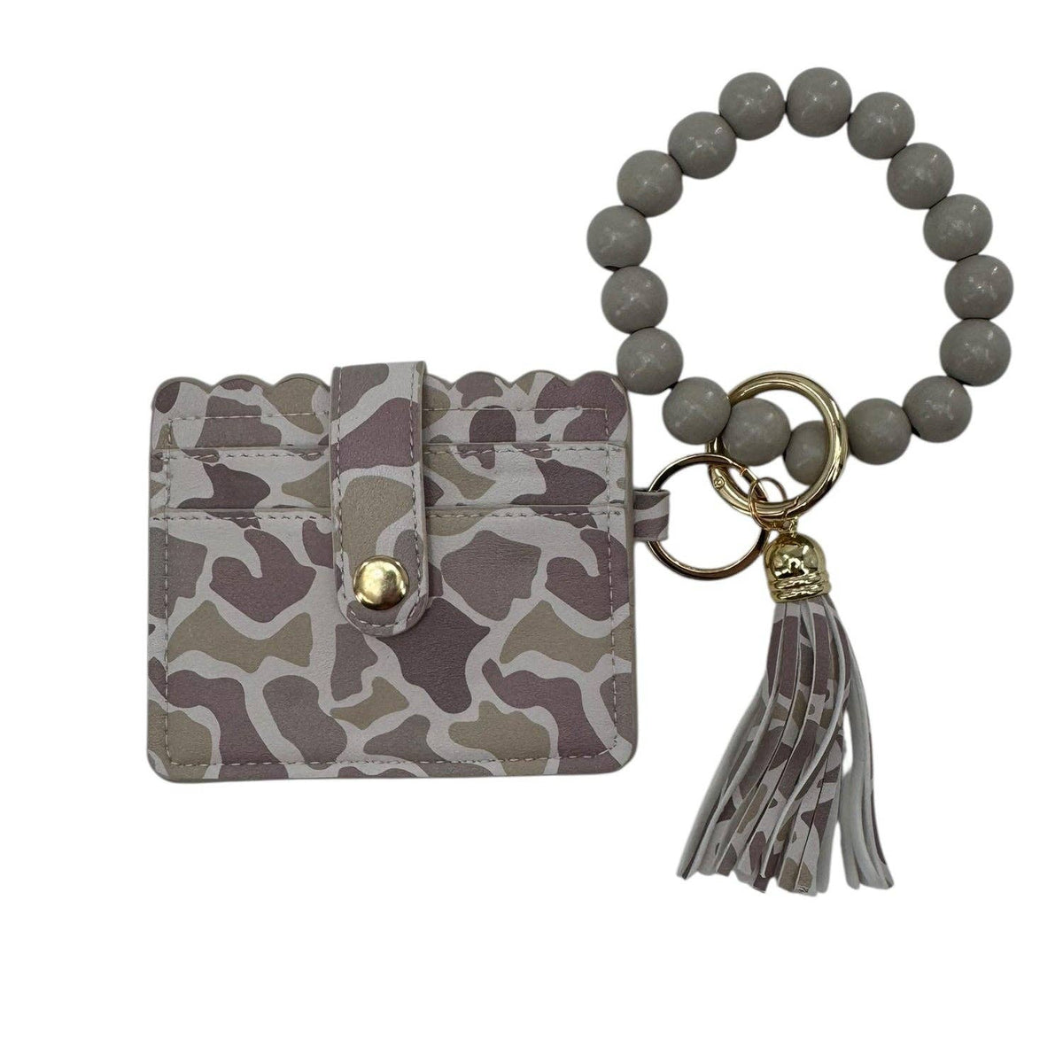 Lulu Mac Beaded Wristlet ID Wallet — Light Camo