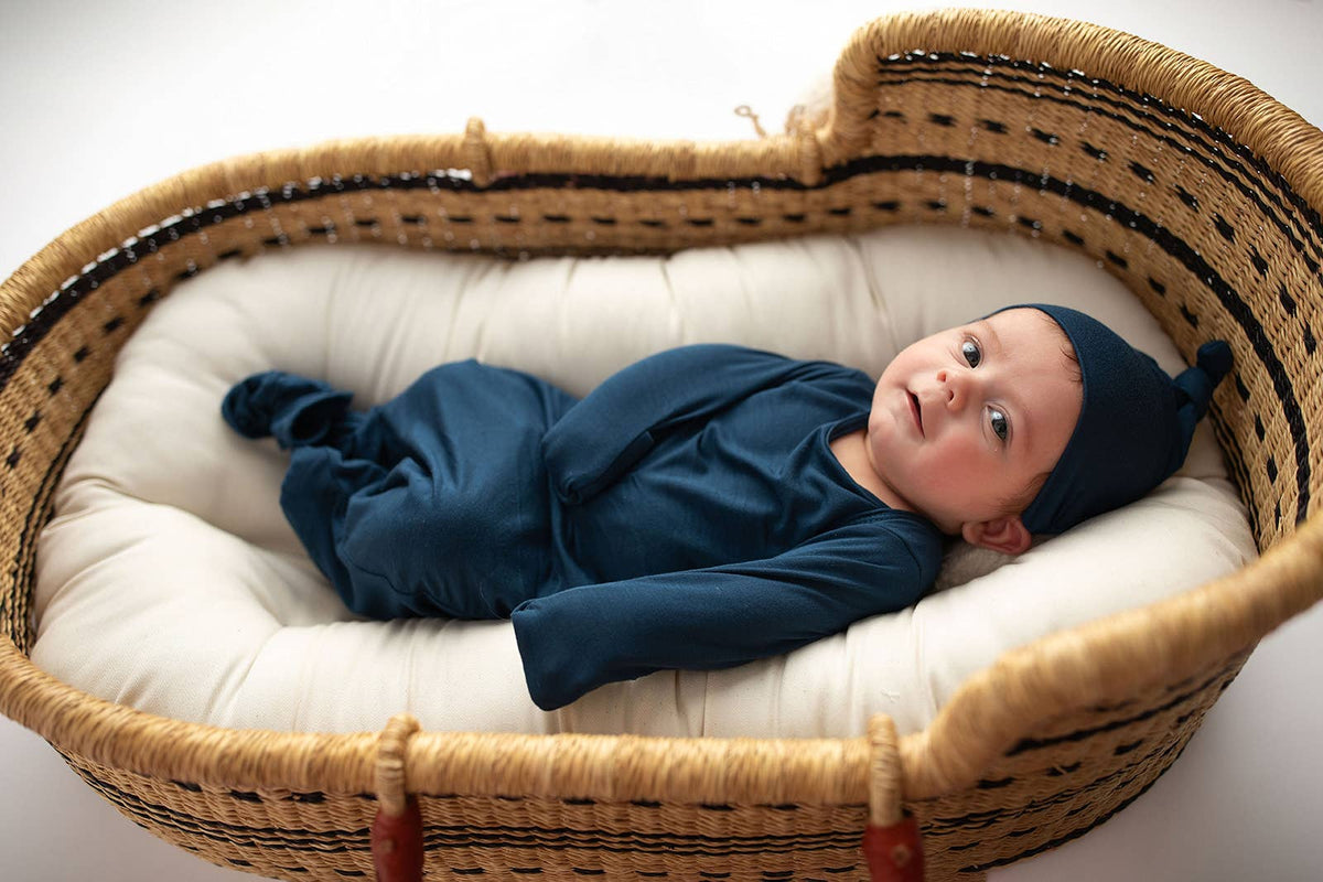 Navy Blue Knotted Baby Gown (Newborn - 3 Months)