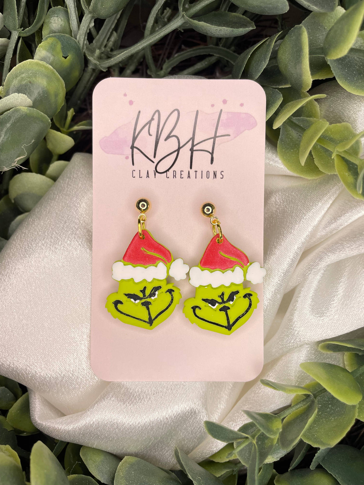 Clay Dangle Earrings — Light Green