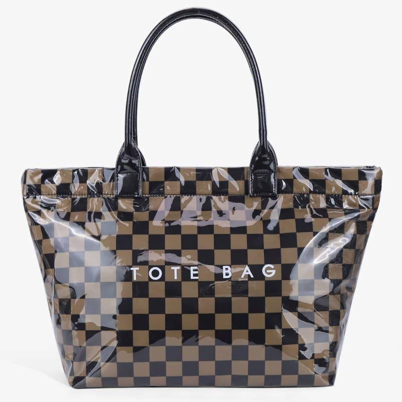 Large shoulder Waterproof Tote Bag | 40P607: Checker Fuchsia