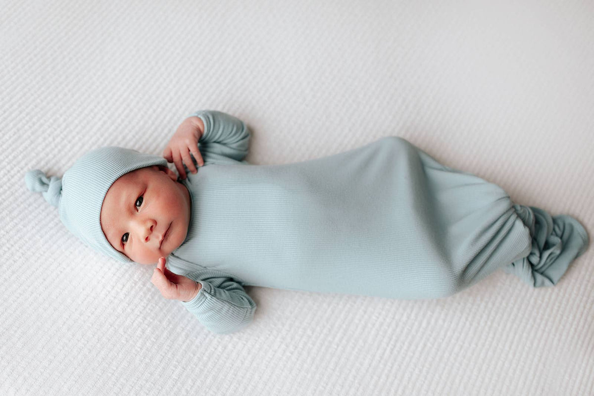 Blue Bird Knotted Baby Gown (Newborn - 3 Months)