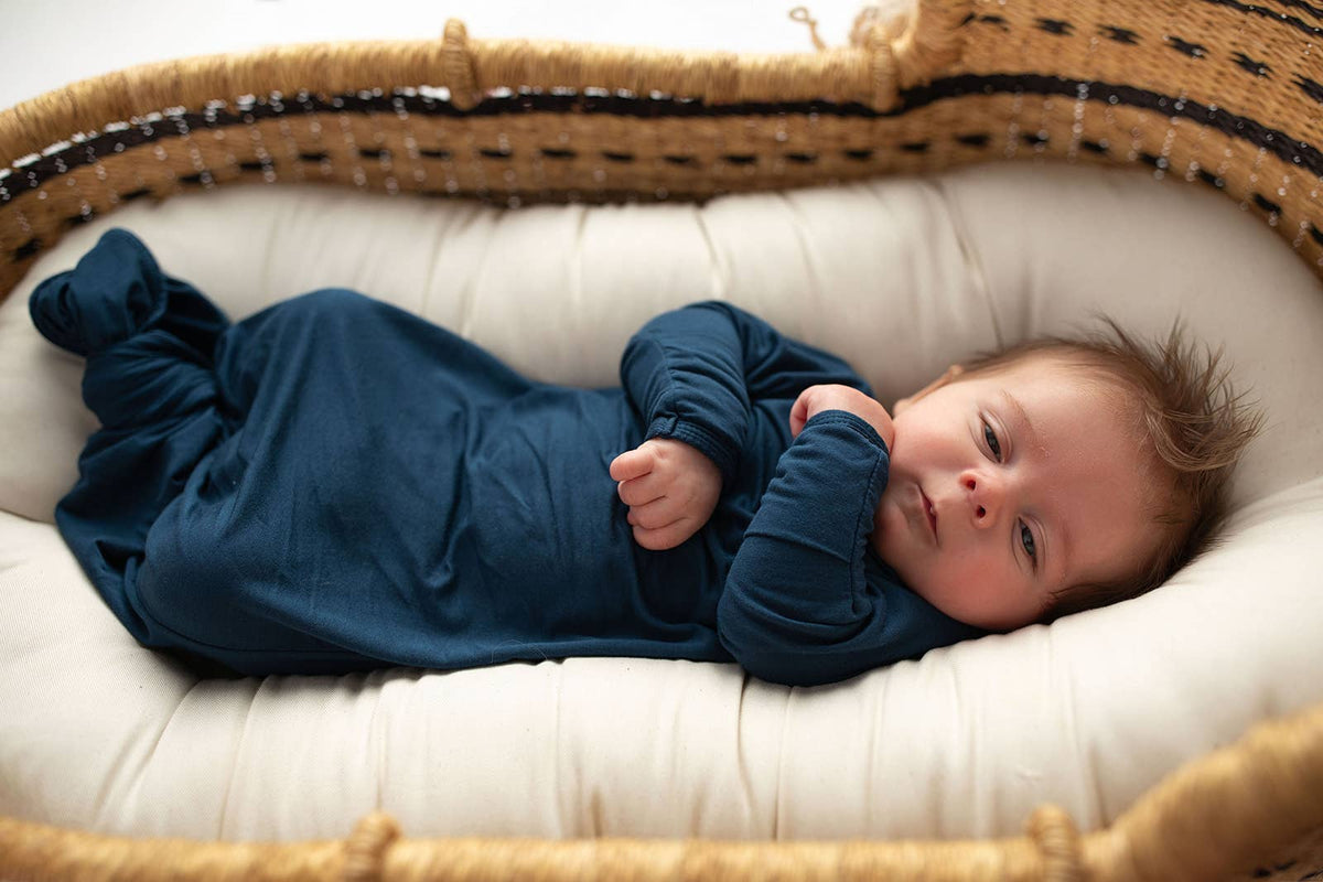 Navy Blue Knotted Baby Gown (Newborn - 3 Months)