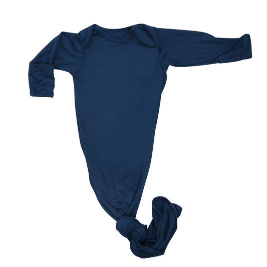 Navy Blue Knotted Baby Gown (Newborn - 3 Months)