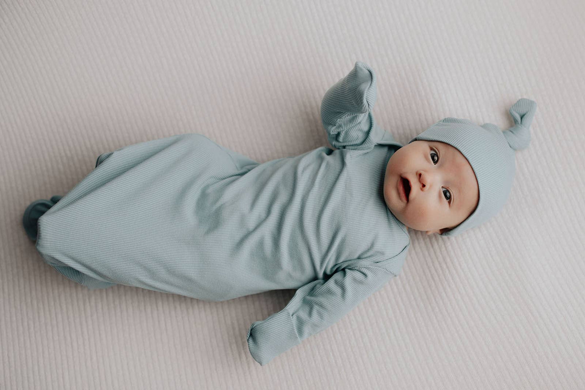 Blue Bird Knotted Baby Gown (Newborn - 3 Months)