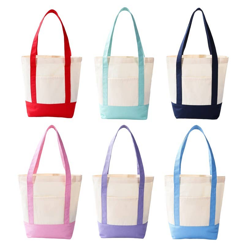 Medium Cotton Canvas Shoulder Tote Bag | 40P612: Navy