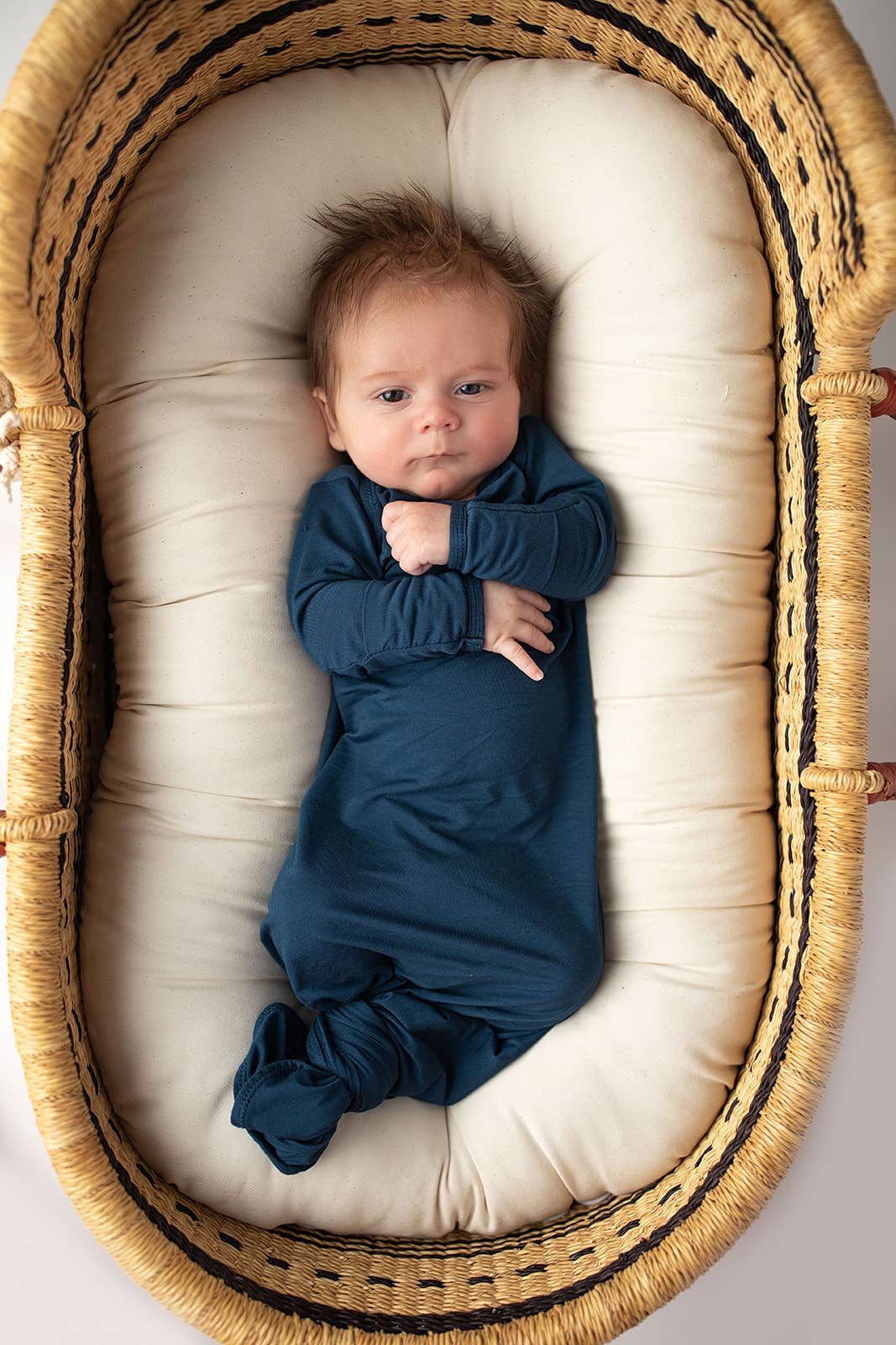 Navy Blue Knotted Baby Gown (Newborn - 3 Months)