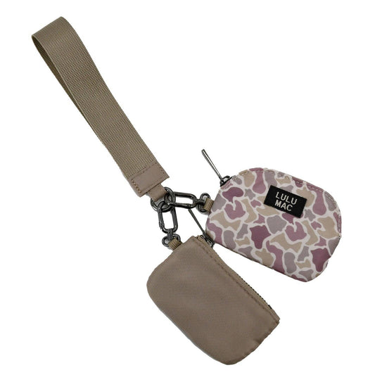 Lulu Mac Double Pouch Wristlet — Camo/Beige