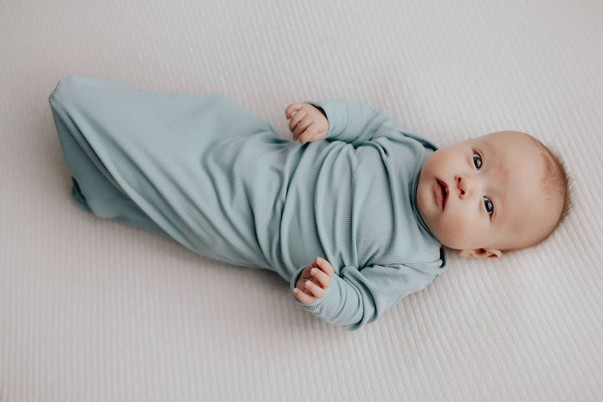 Blue Bird Knotted Baby Gown (Newborn - 3 Months)