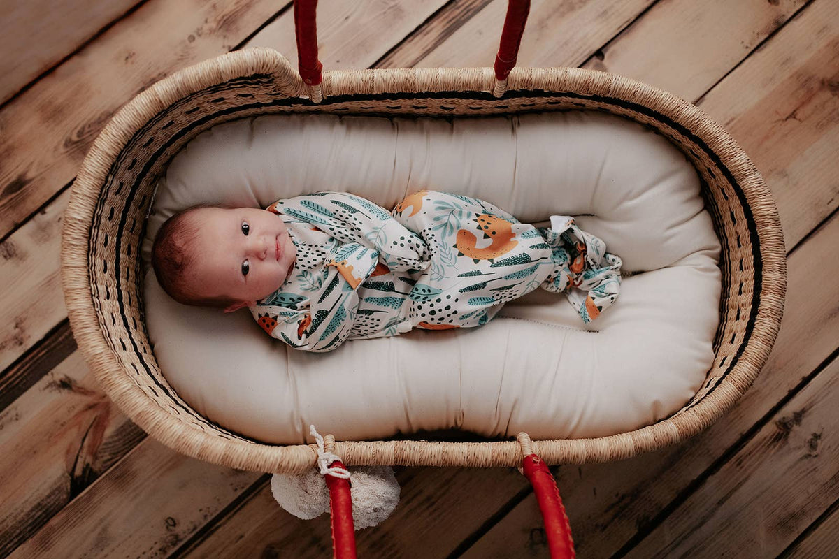 Dinosaur Animal Print Knotted Baby Gown (Newborn - 3 Months)