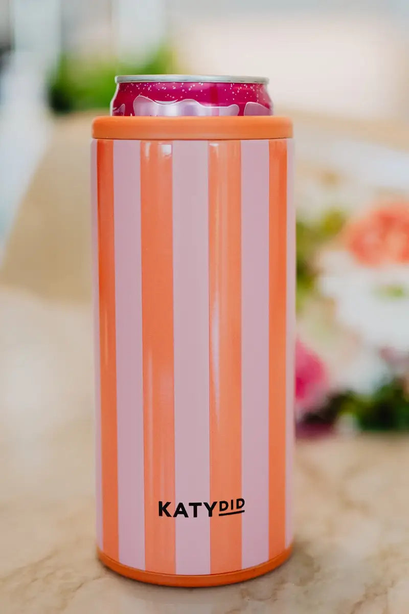 Pink and Orange Striped Insulated Drink Sleeve: Pink and Orange Striped