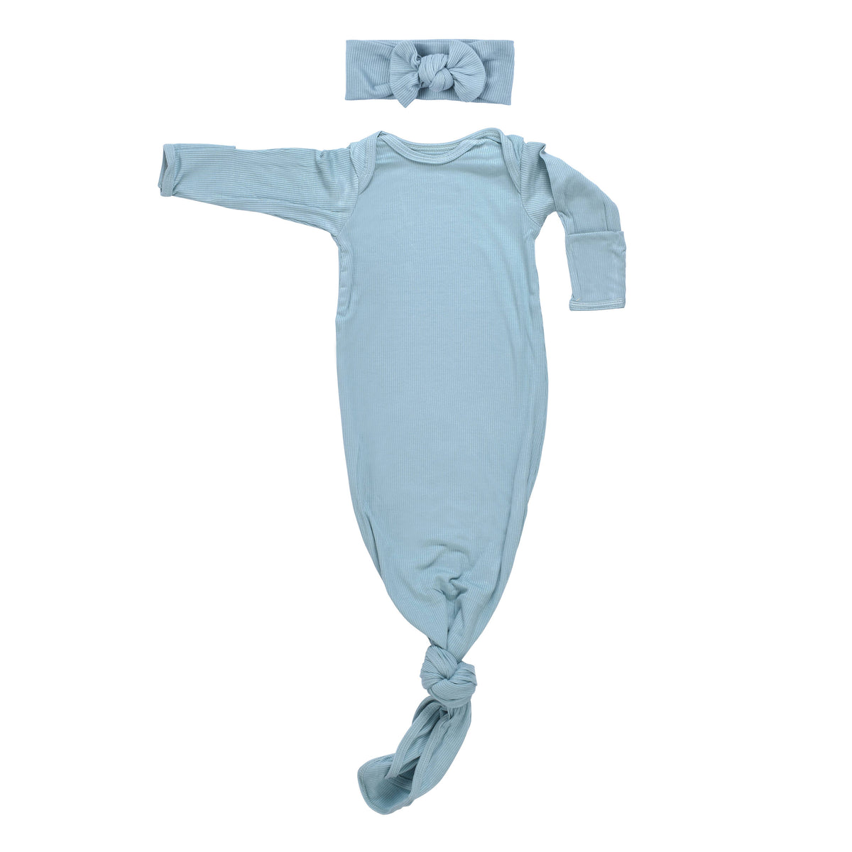 Blue Bird Knotted Baby Gown (Newborn - 3 Months)