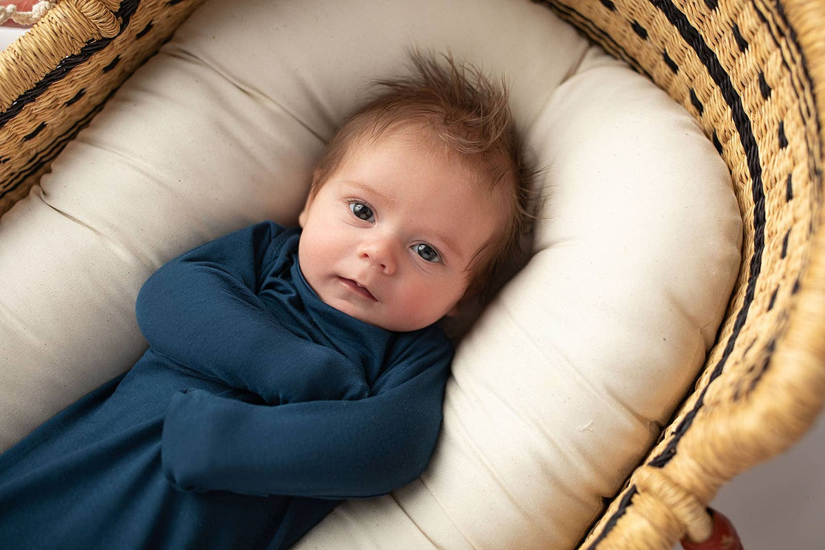 Navy Blue Knotted Baby Gown (Newborn - 3 Months)