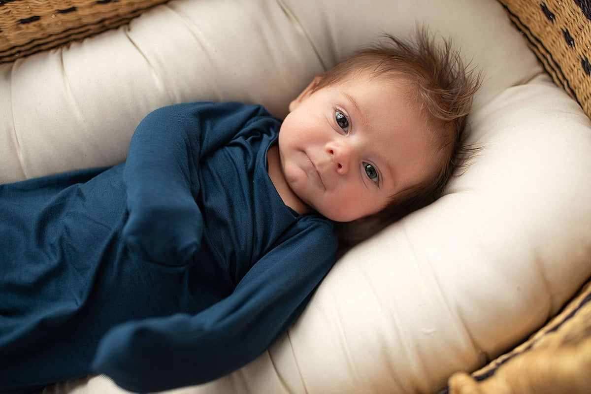 Navy Blue Knotted Baby Gown (Newborn - 3 Months)