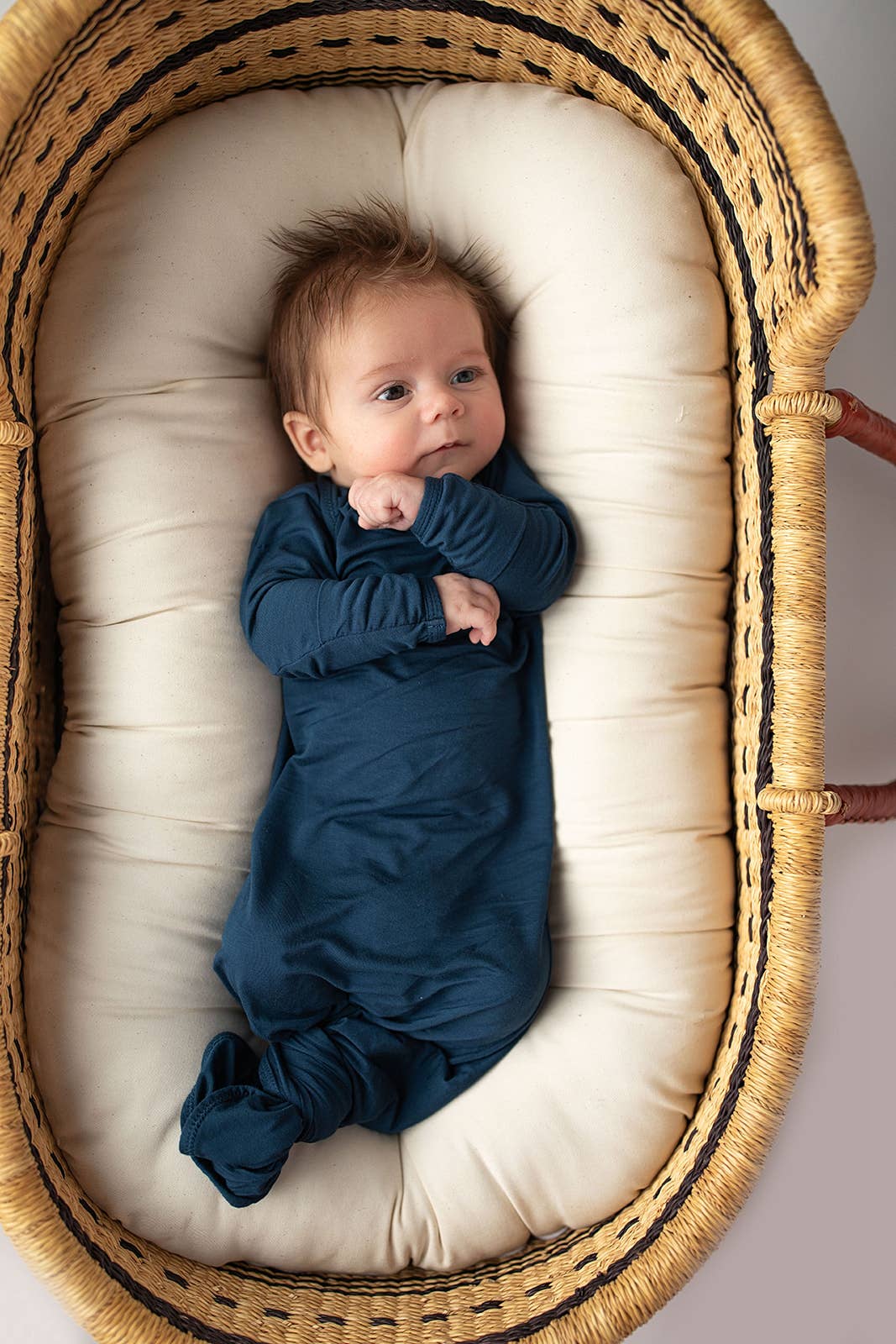 Navy Blue Knotted Baby Gown (Newborn - 3 Months)