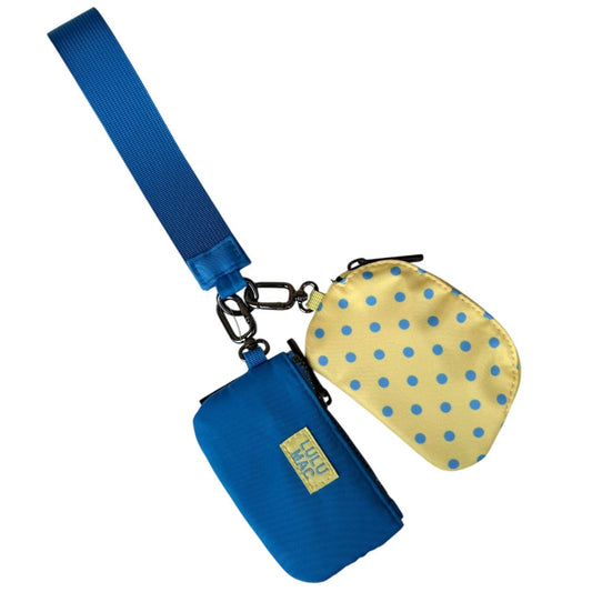 Lulu Mac Double Pouch Wristlet — Butter/Blue Dots