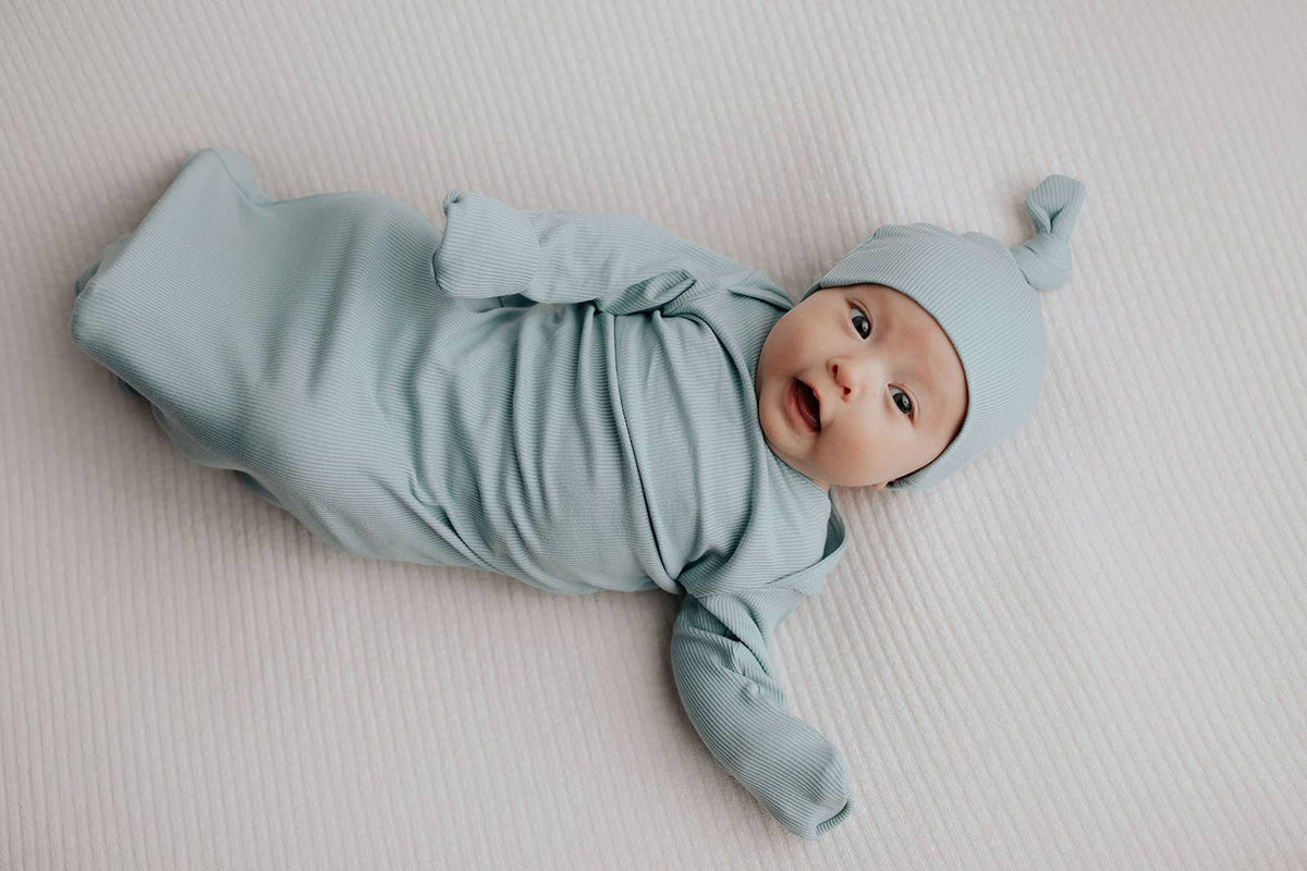 Blue Bird Knotted Baby Gown (Newborn - 3 Months)