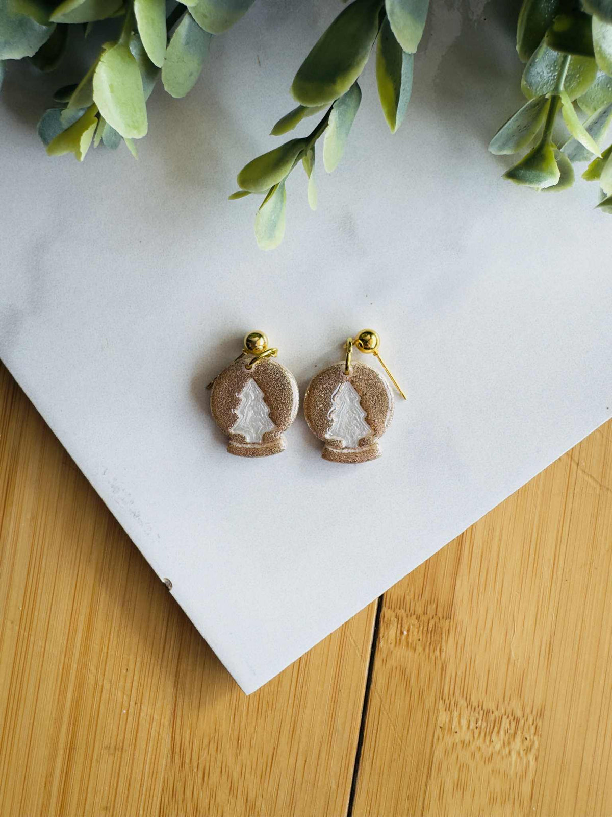 Glitter Leopard Santa Clay Earrings