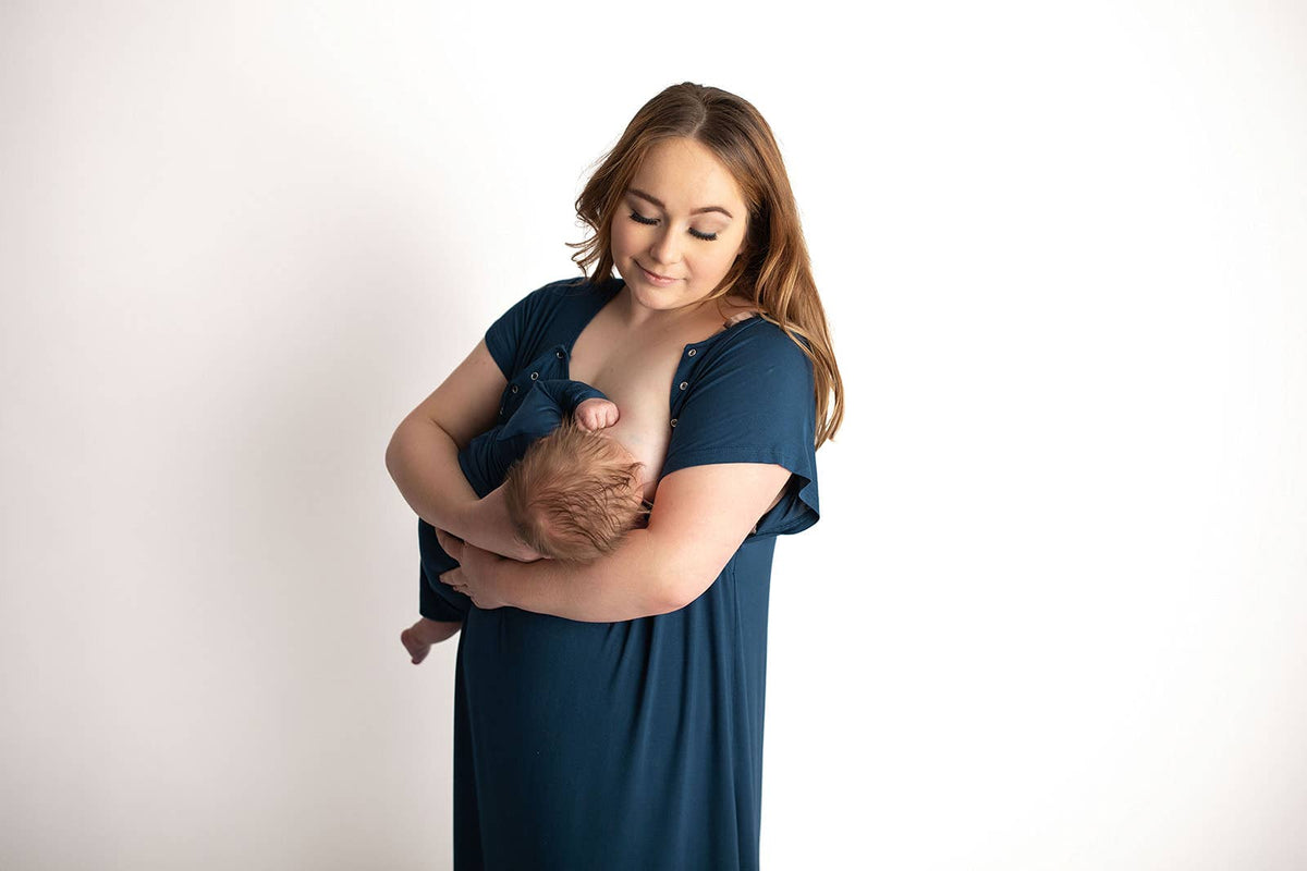 Navy Blue Knotted Baby Gown (Newborn - 3 Months)