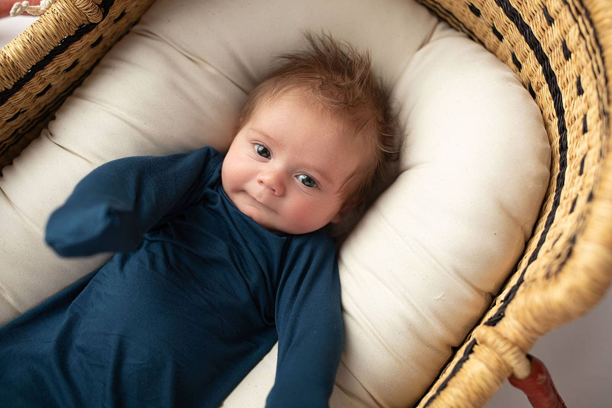 Navy Blue Knotted Baby Gown (Newborn - 3 Months)