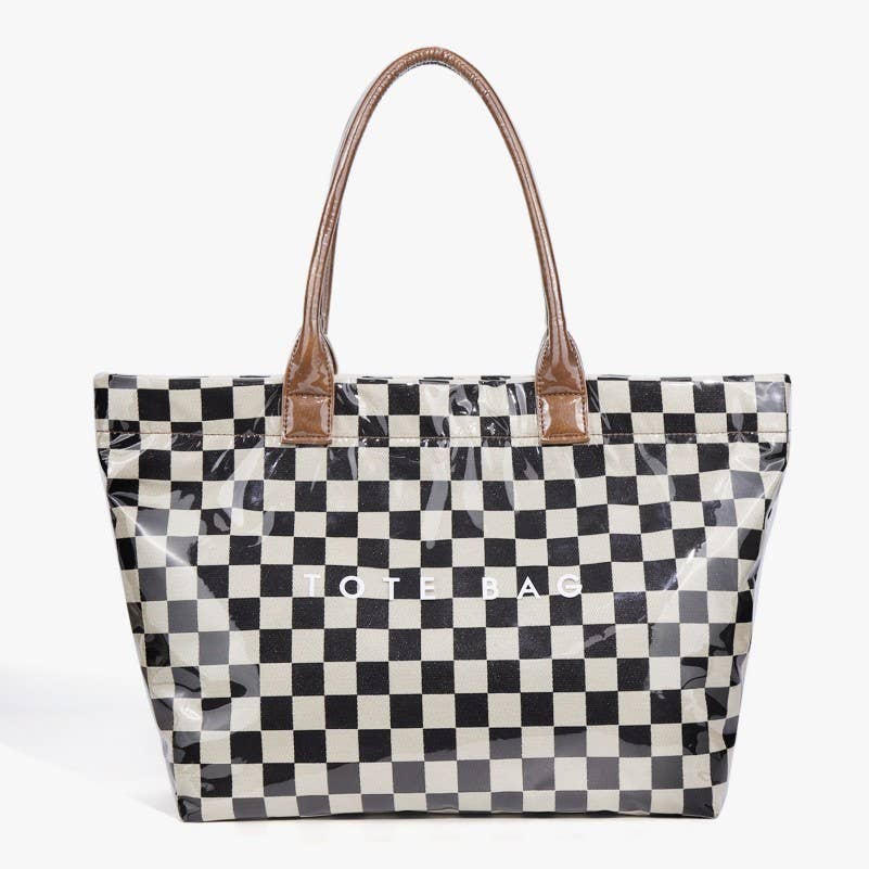Large shoulder Waterproof Tote Bag | 40P607: Checker Fuchsia