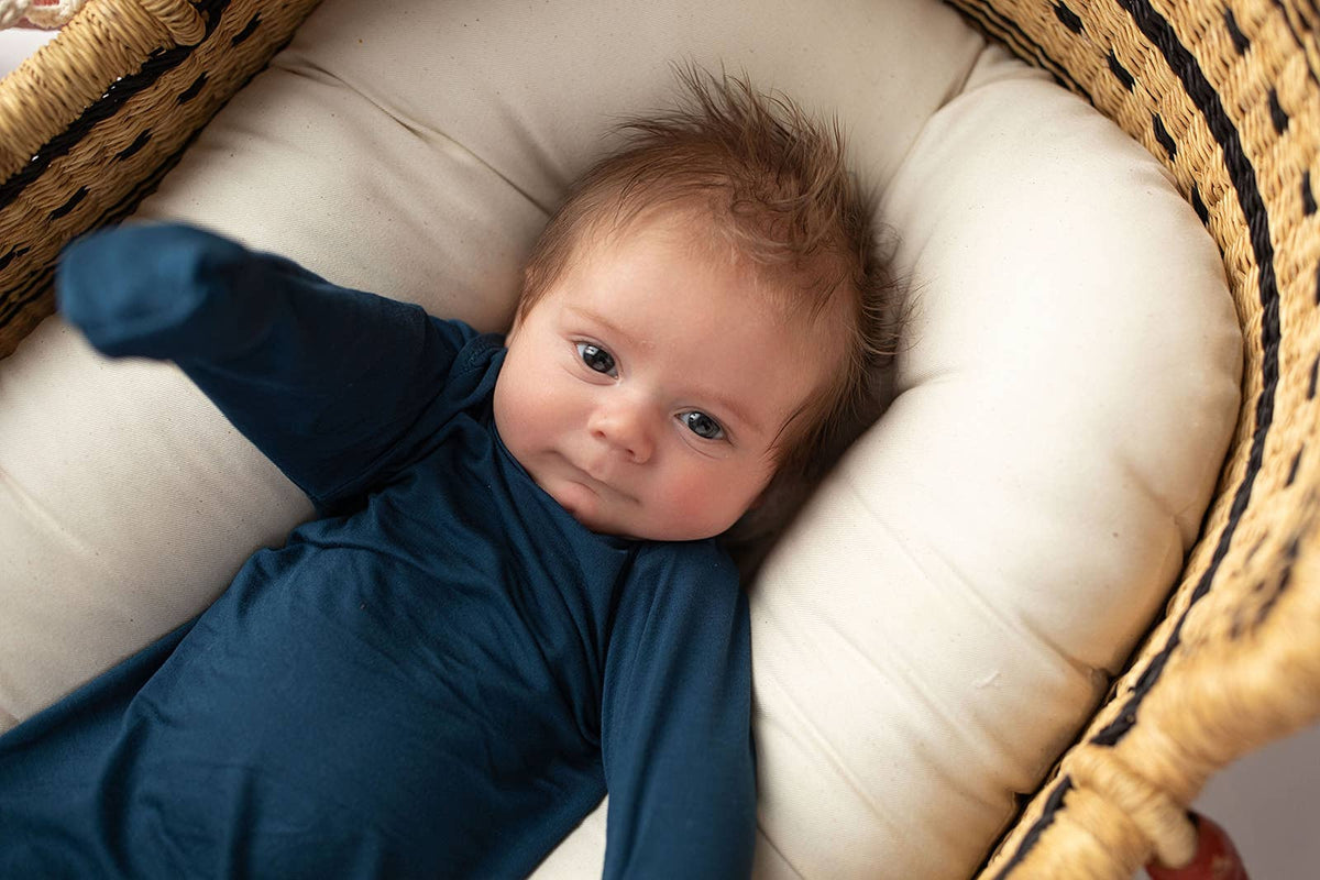 Navy Blue Knotted Baby Gown (Newborn - 3 Months)