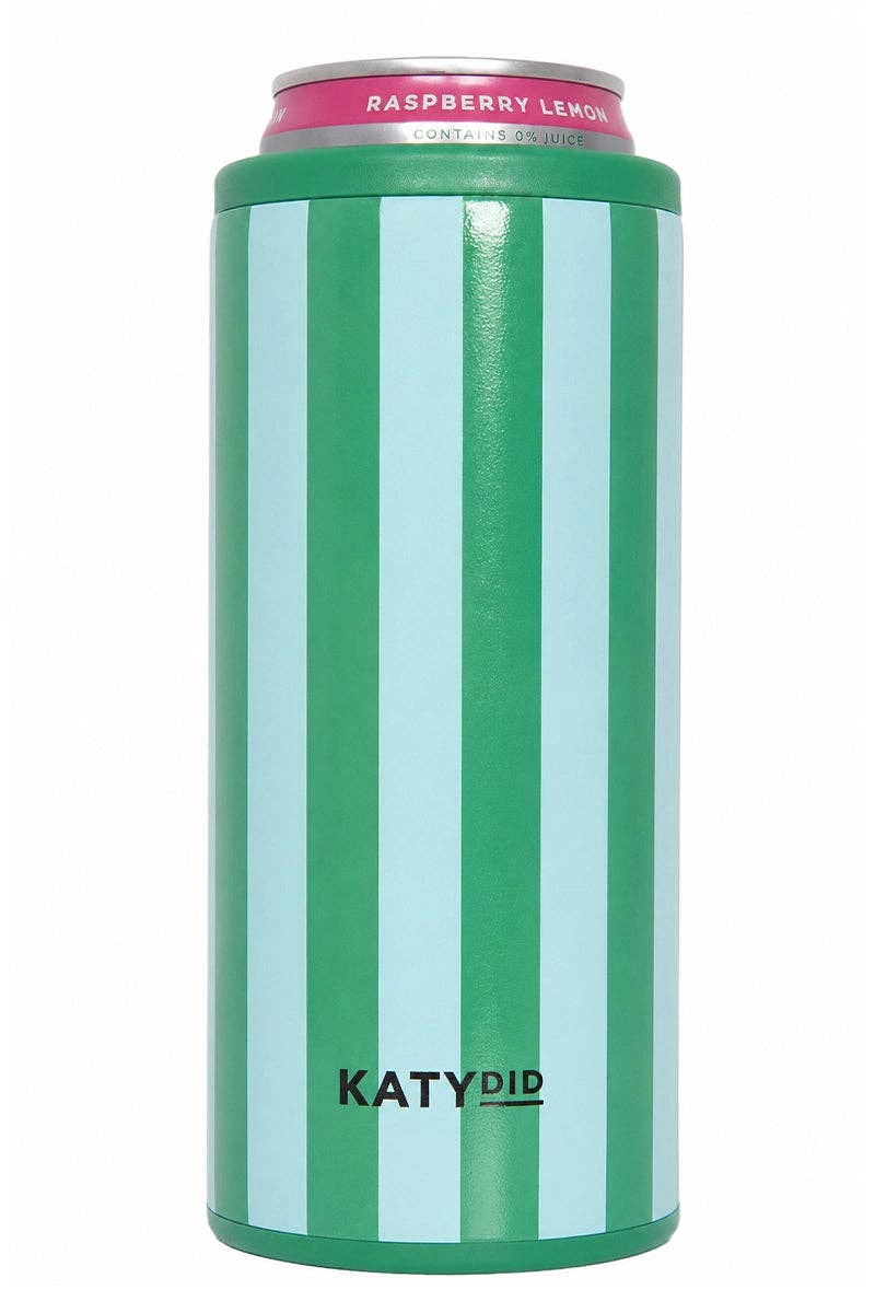 Aqua and Green Striped Can Coolers Wholesale: Aqua and Green Striped