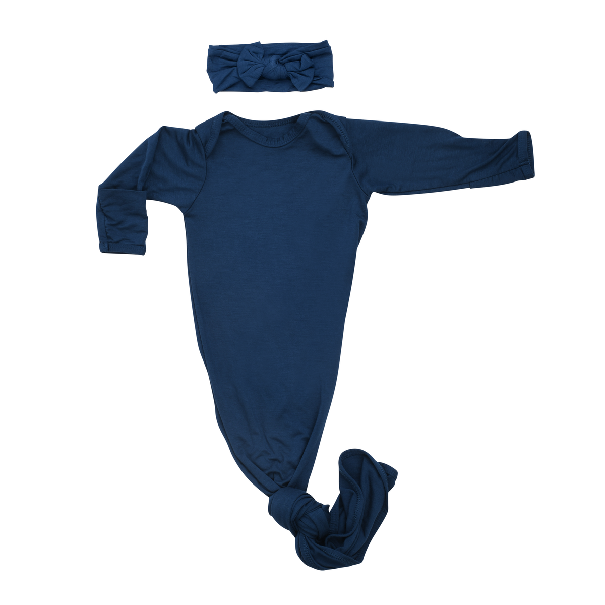Navy Blue Knotted Baby Gown (Newborn - 3 Months)