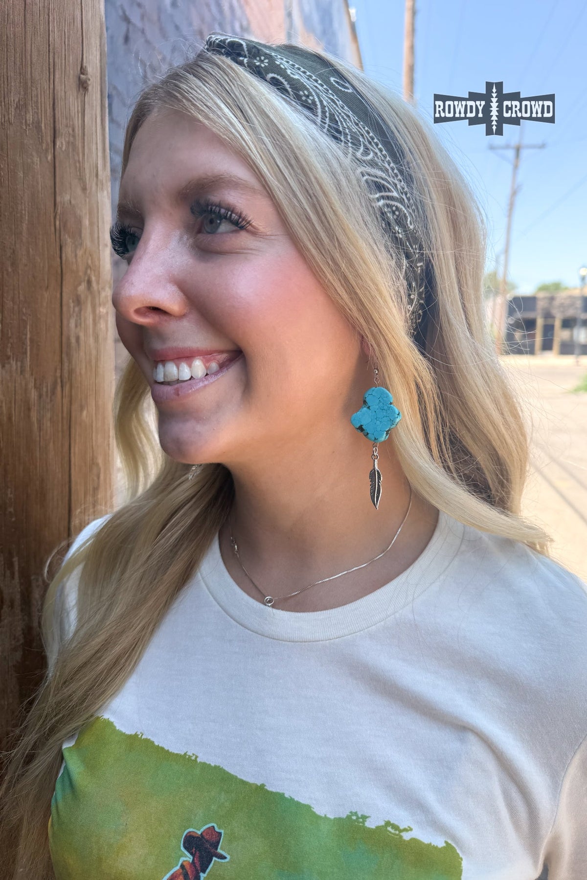 Turquoise Feather Earrings