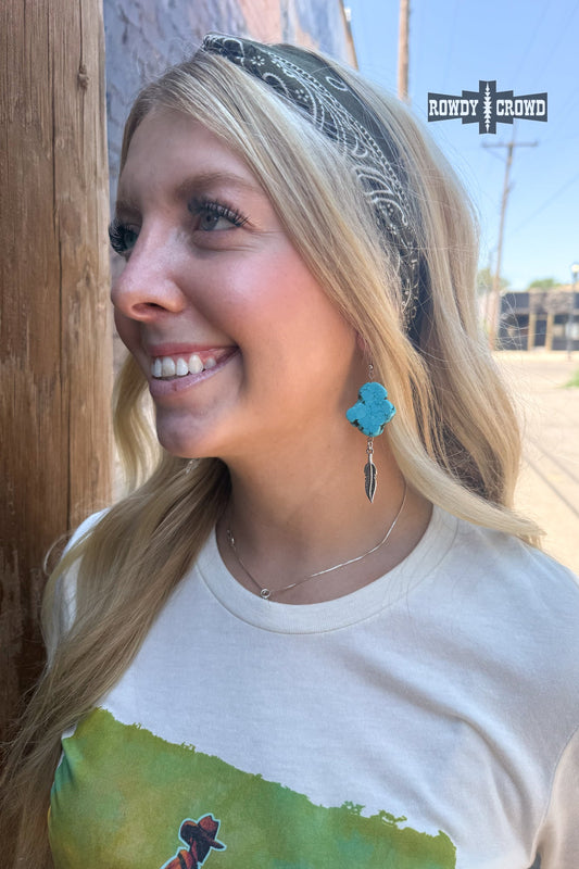 Turquoise Feather Earrings