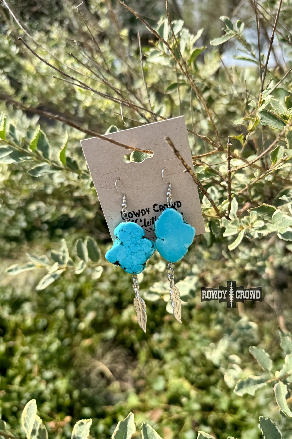 Turquoise Feather Earrings