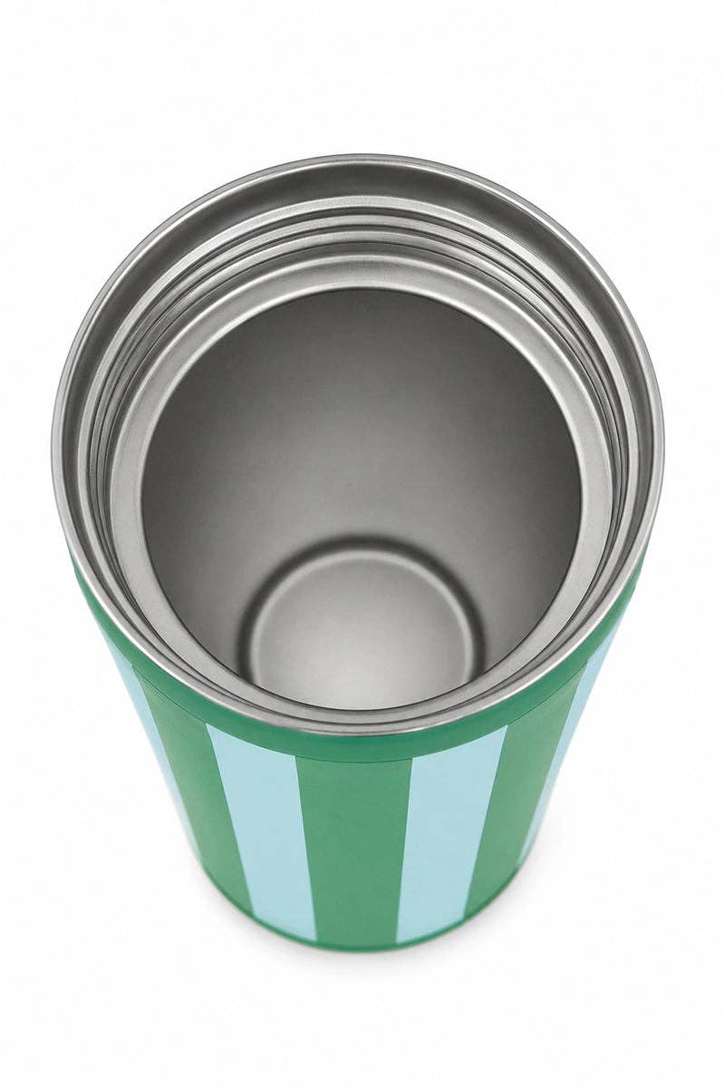 Aqua and Green Striped Can Coolers Wholesale: Aqua and Green Striped