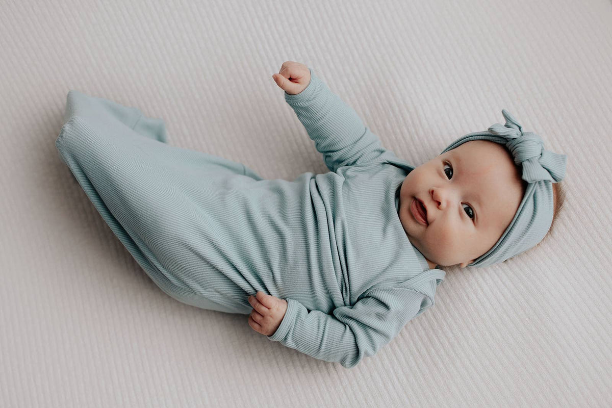 Blue Bird Knotted Baby Gown (Newborn - 3 Months)