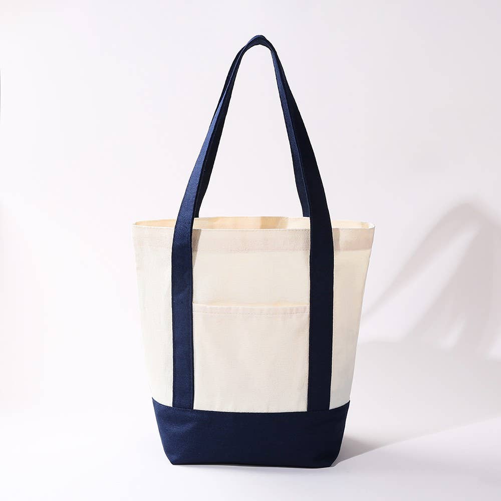 Medium Cotton Canvas Shoulder Tote Bag | 40P612: Pink