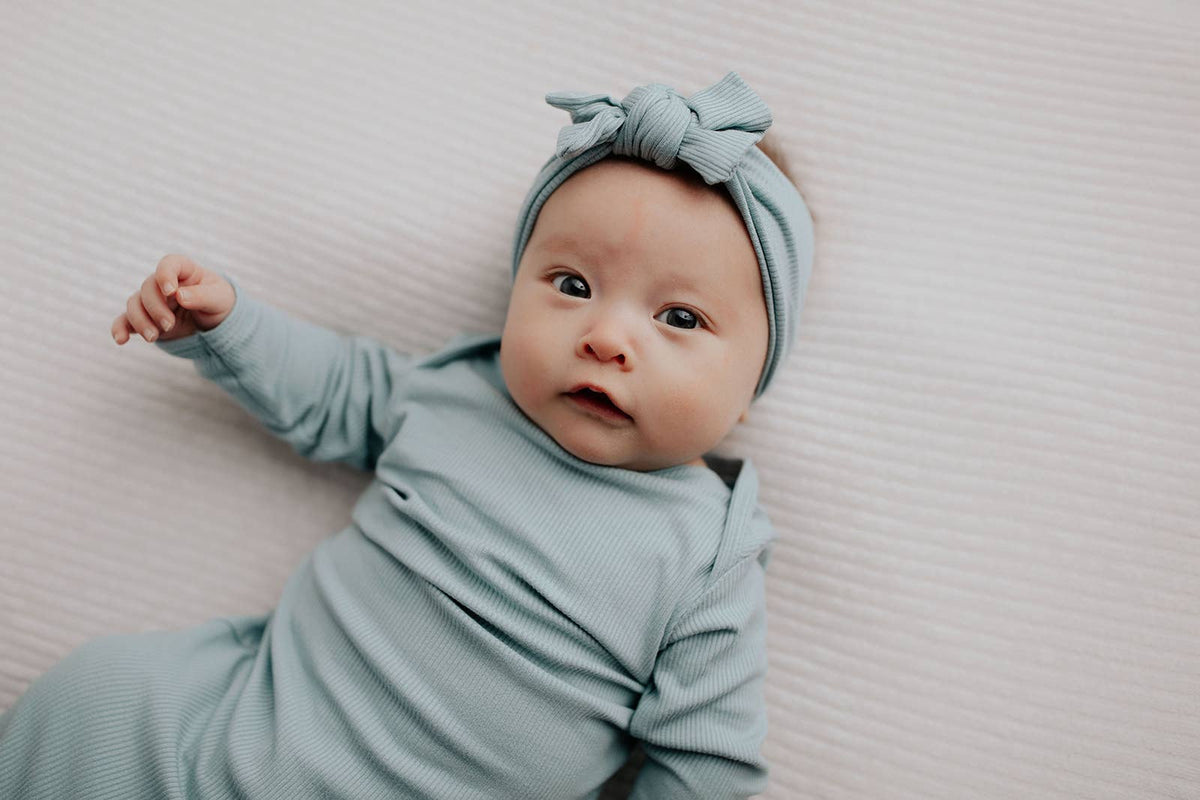 Blue Bird Knotted Baby Gown (Newborn - 3 Months)
