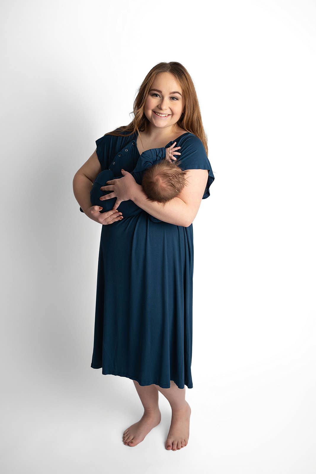 Navy Blue Knotted Baby Gown (Newborn - 3 Months)