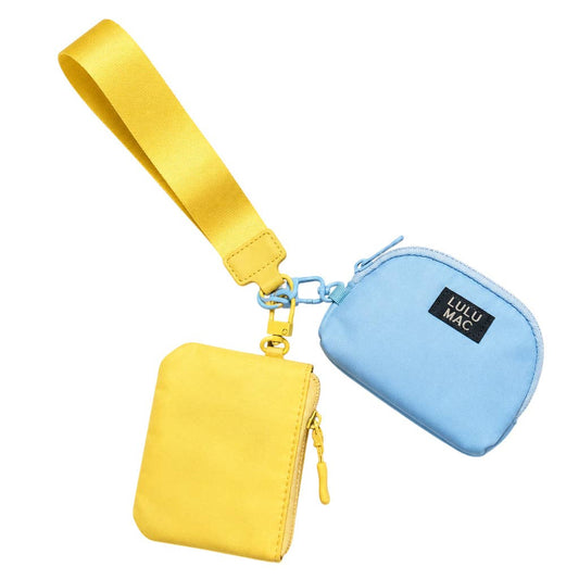 Lulu Mac Double Pouch Wristlet — Butter/Light Blue