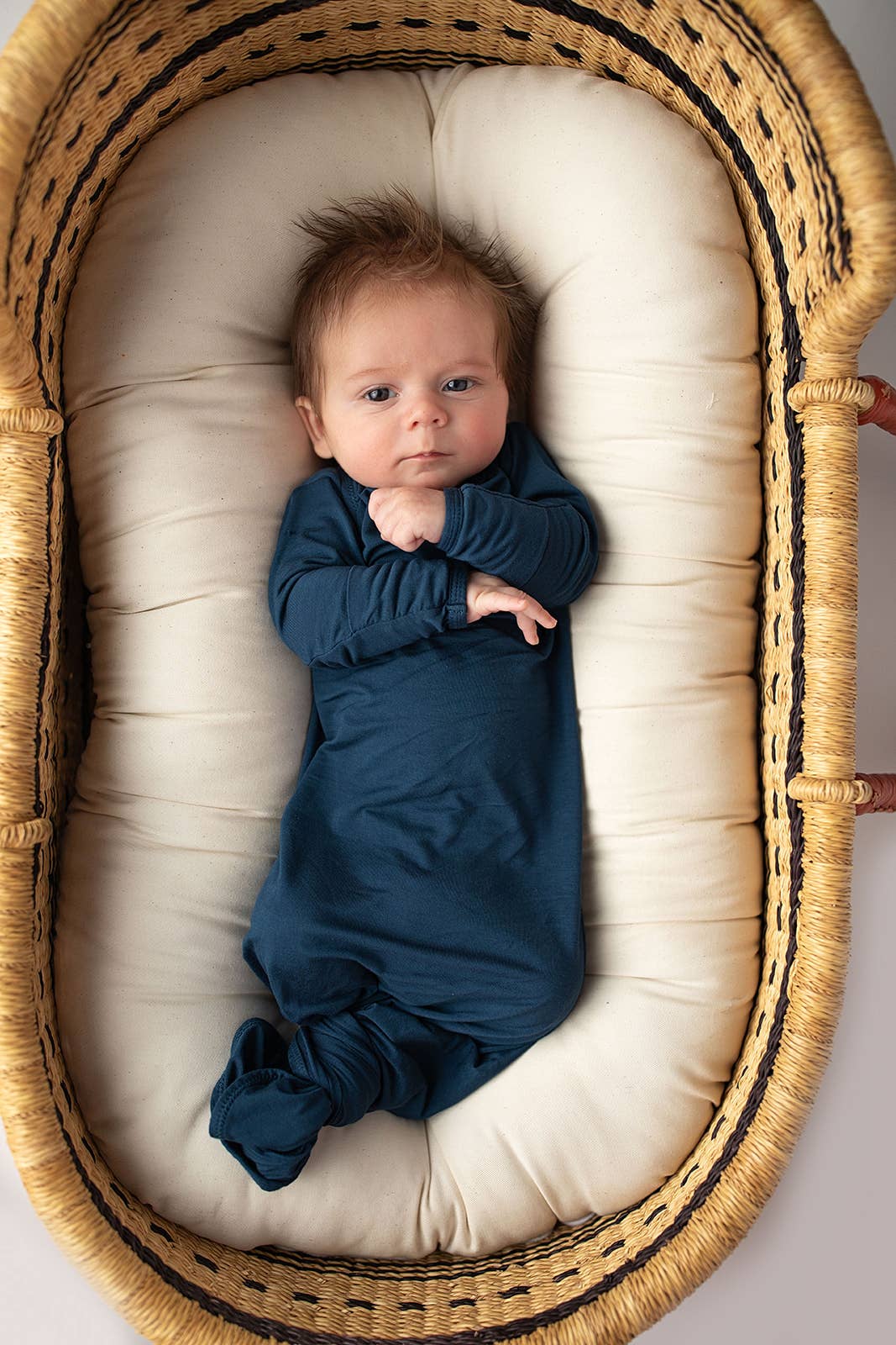 Navy Blue Knotted Baby Gown (Newborn - 3 Months)