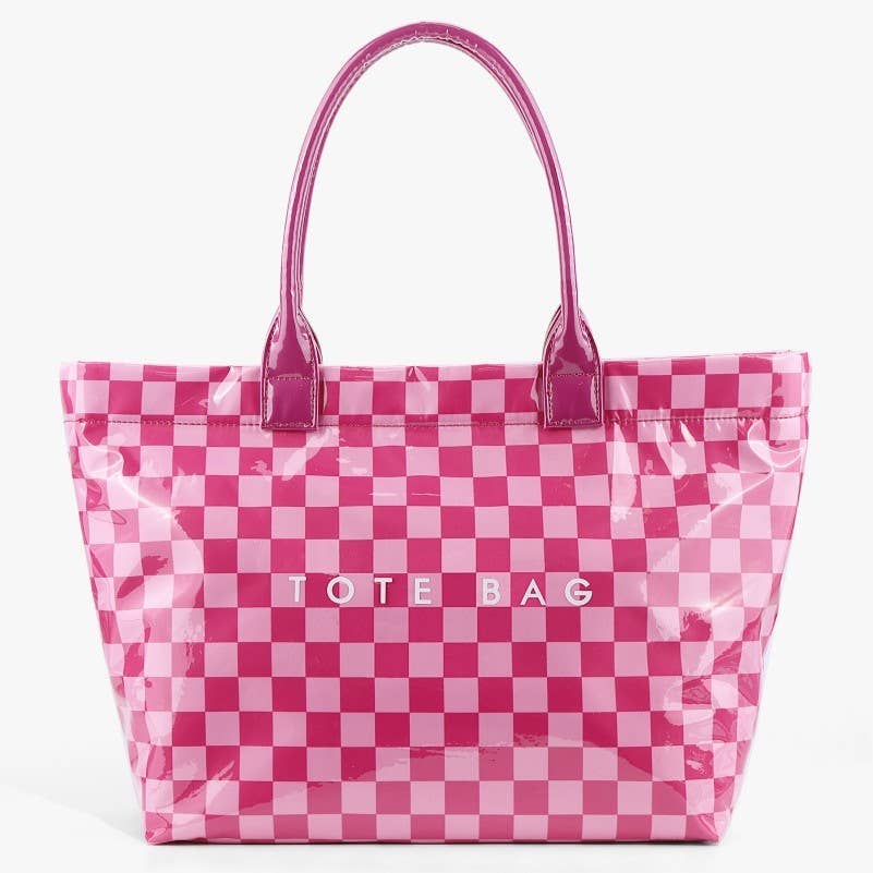 Large shoulder Waterproof Tote Bag | 40P607: Checker Brown