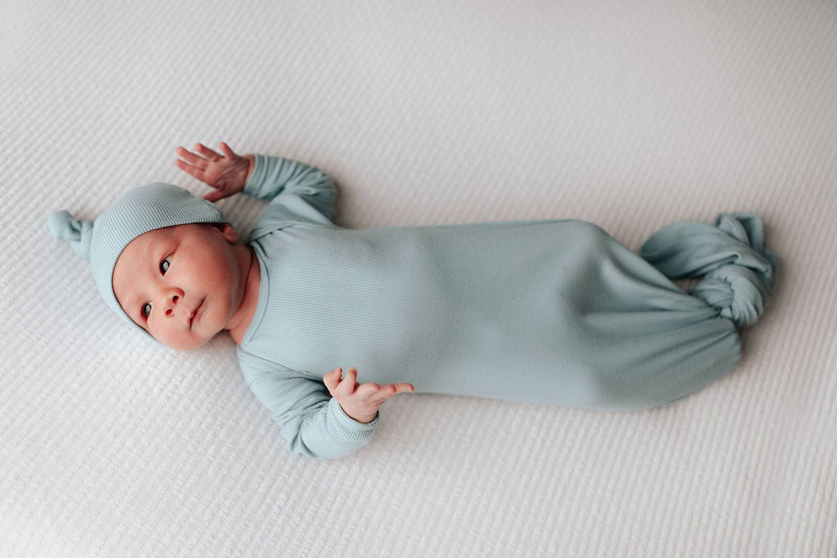 Blue Bird Knotted Baby Gown (Newborn - 3 Months)
