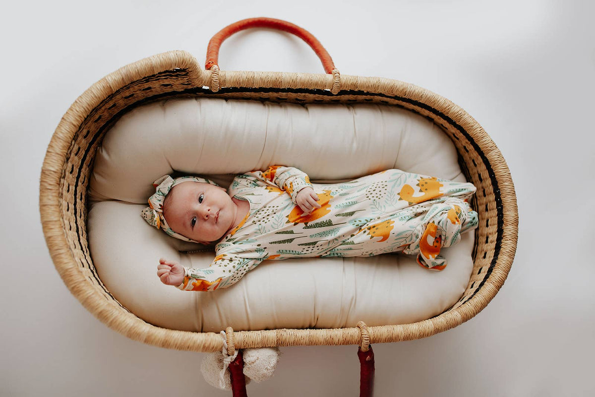 Dinosaur Animal Print Knotted Baby Gown (Newborn - 3 Months)