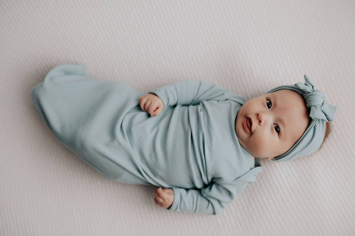 Blue Bird Knotted Baby Gown (Newborn - 3 Months)