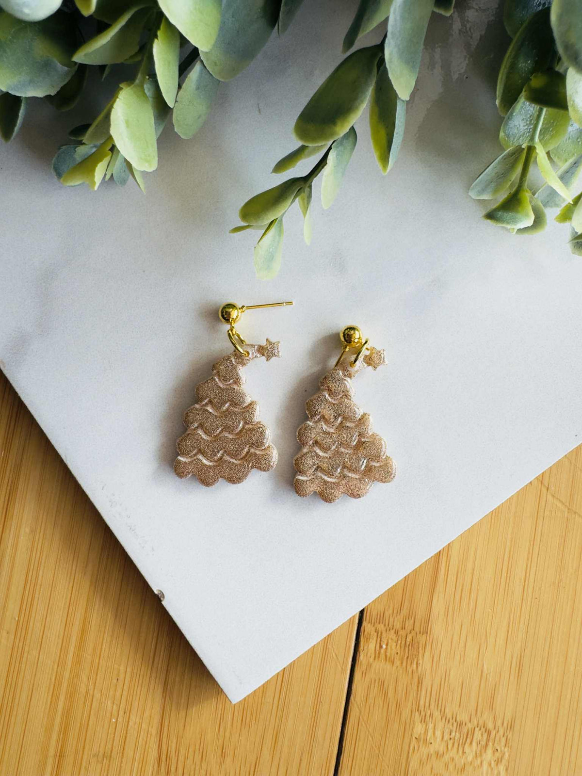 Glitter Leopard Santa Clay Earrings