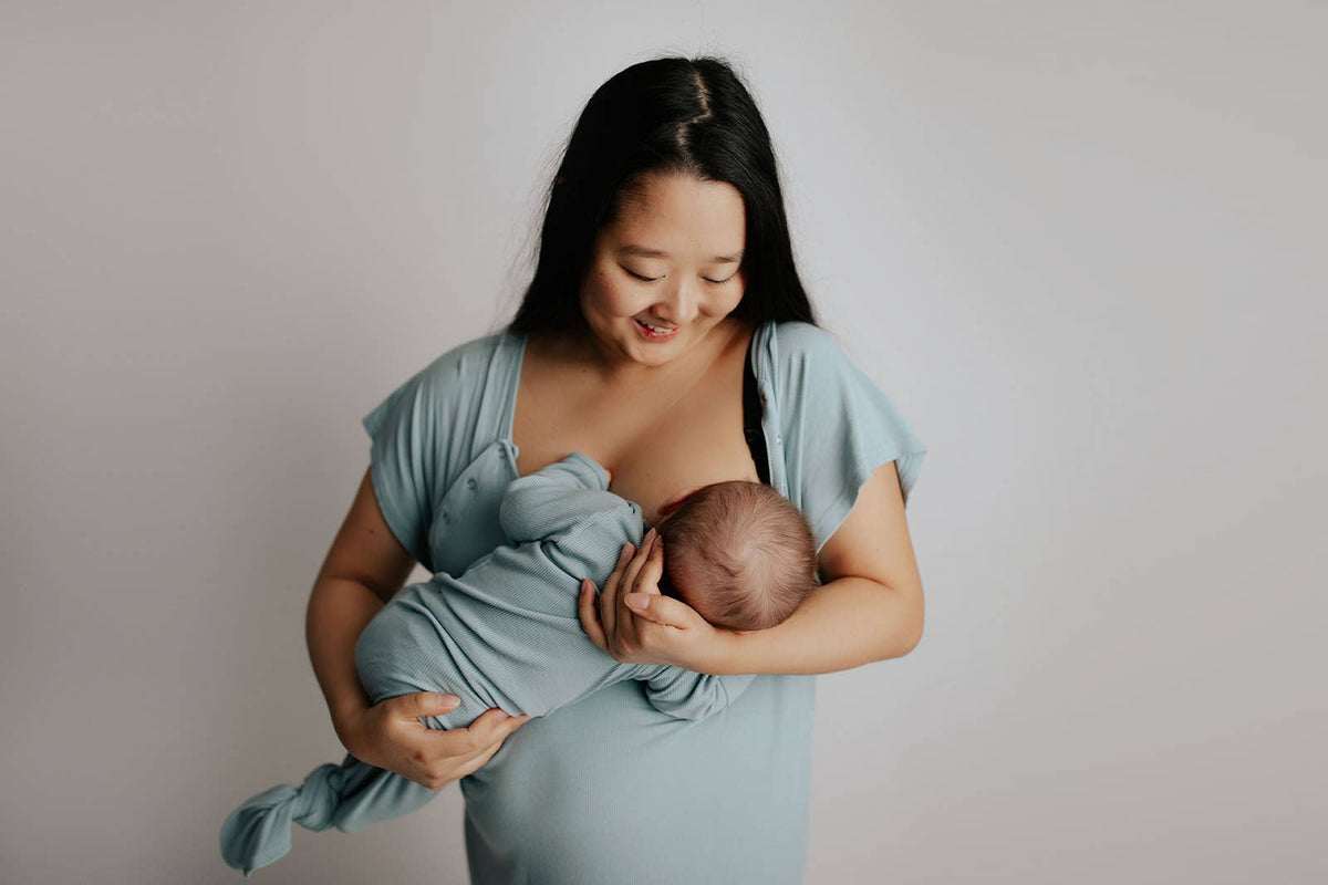 Blue Bird Knotted Baby Gown (Newborn - 3 Months)