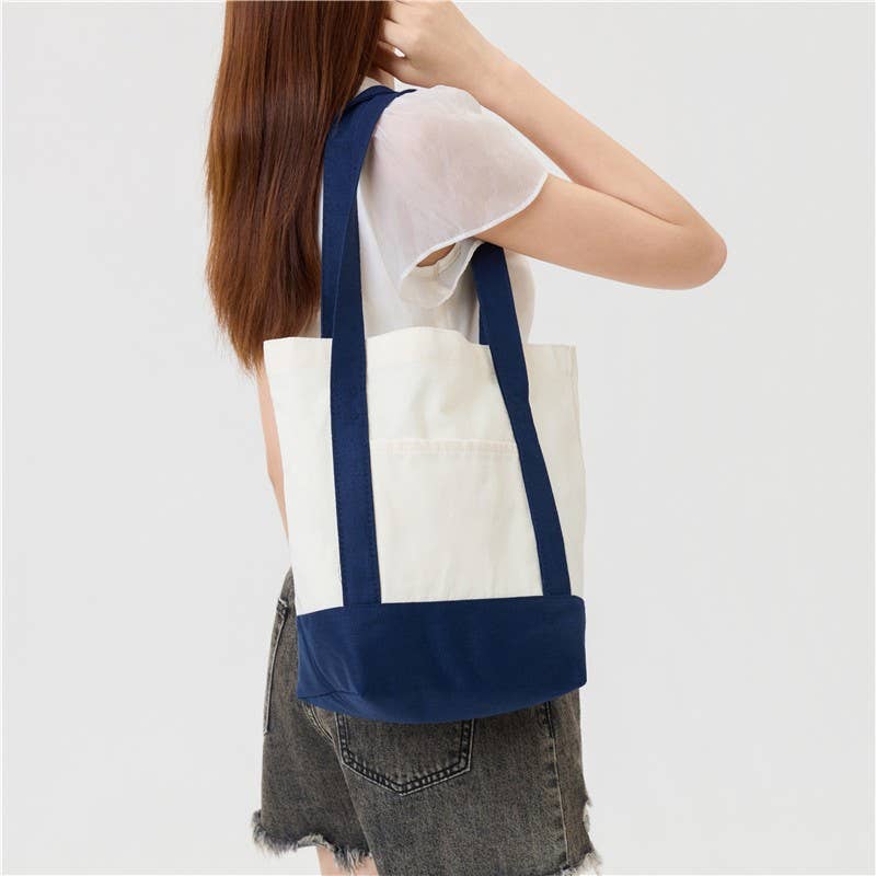 Medium Cotton Canvas Shoulder Tote Bag | 40P612: Pink