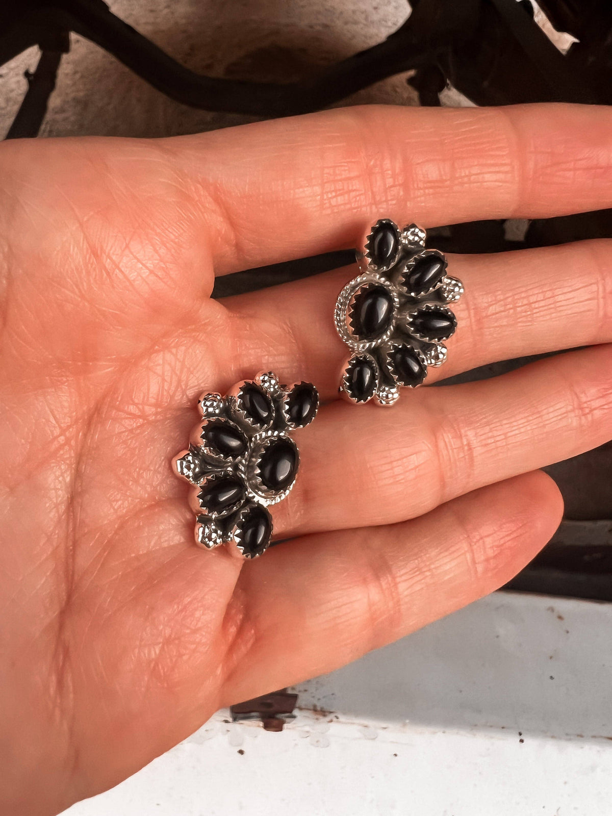 Half Cluster Blossom Earrings — Turquoise