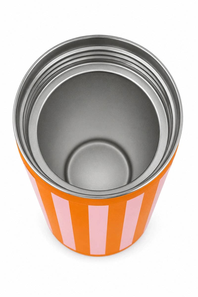 Pink and Orange Striped Insulated Drink Sleeve: Pink and Orange Striped
