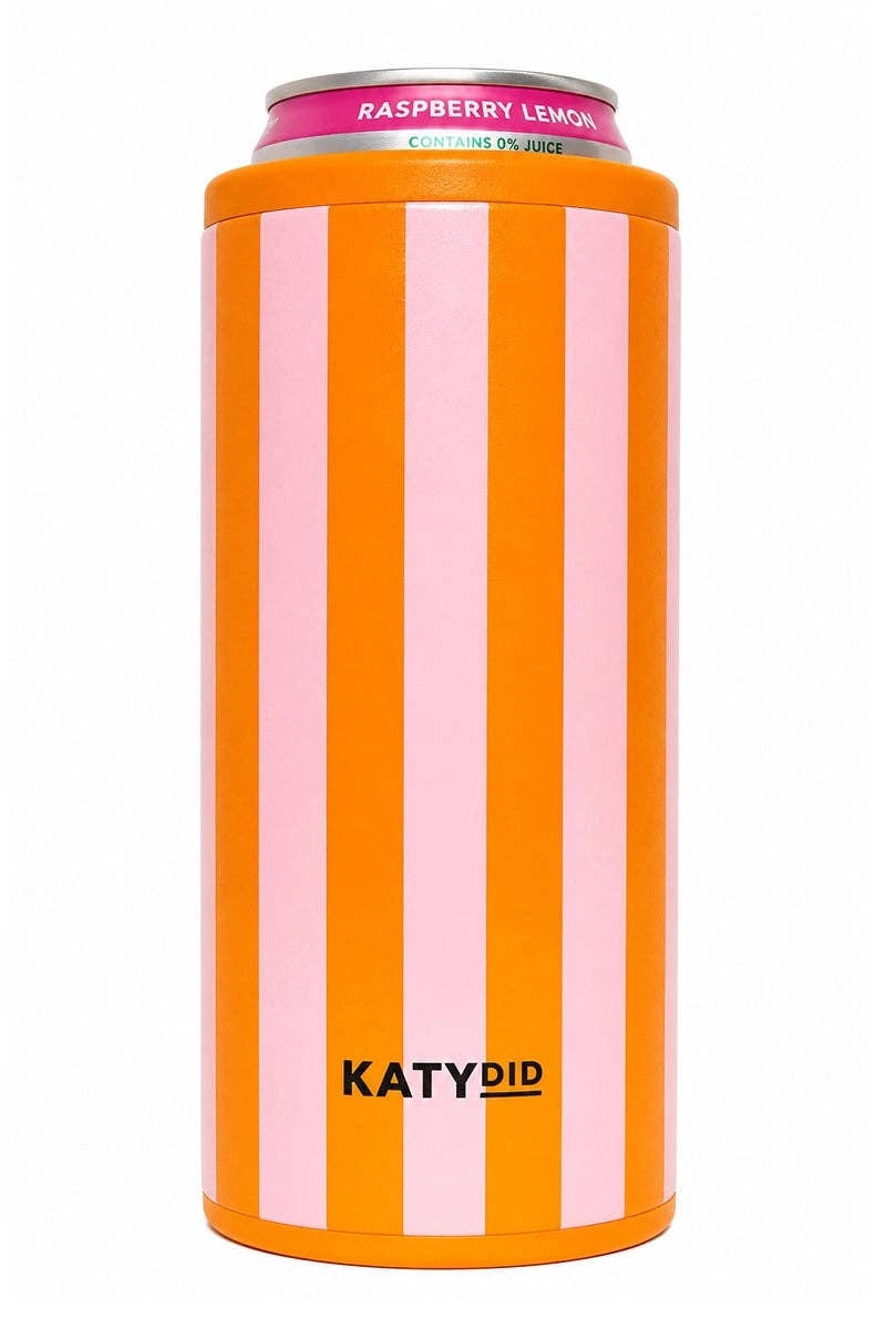 Pink and Orange Striped Insulated Drink Sleeve: Pink and Orange Striped
