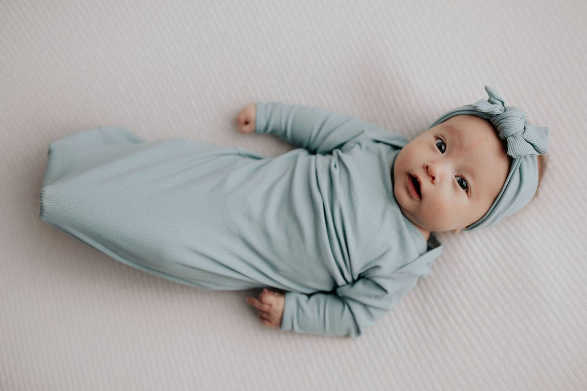 Blue Bird Knotted Baby Gown (Newborn - 3 Months)