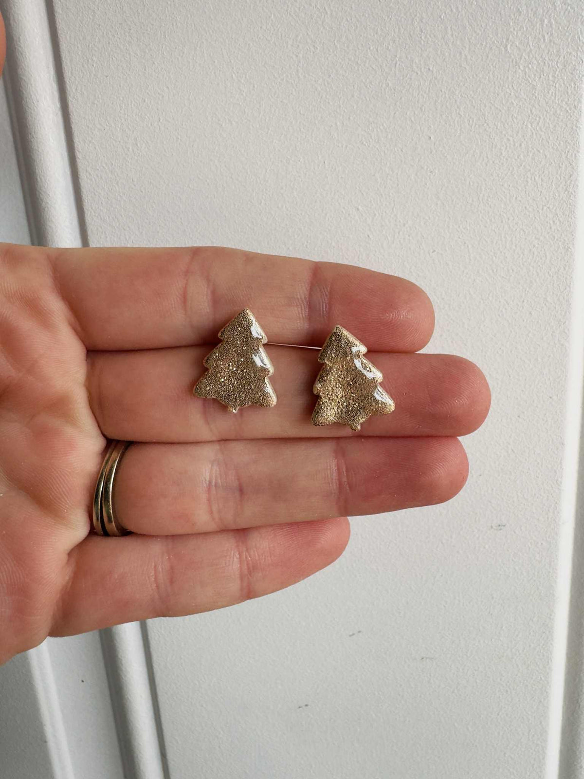 Glitter Leopard Santa Clay Earrings