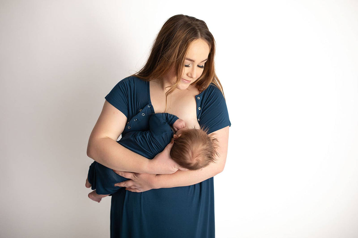 Navy Blue Knotted Baby Gown (Newborn - 3 Months)